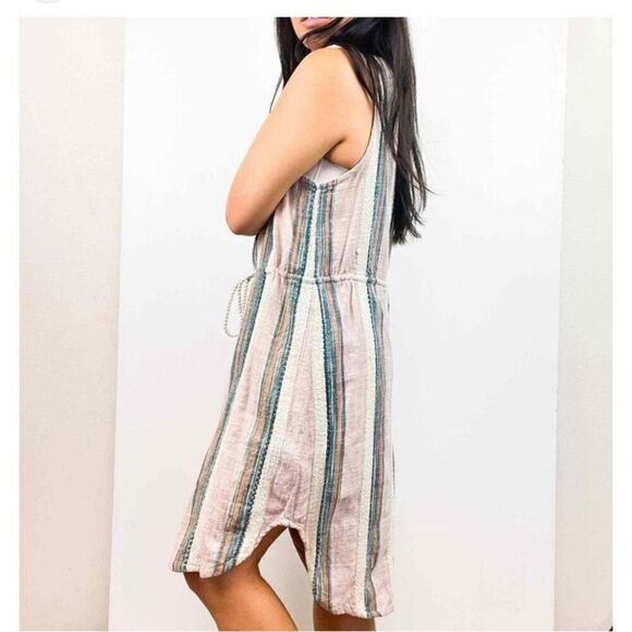 NWT ONeill Striped Button down mini dress Serape Sz S Pink/BLue - Picture 3 of 14
